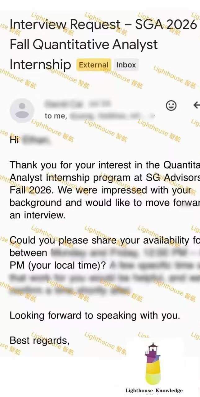 SG Advisors interview request email